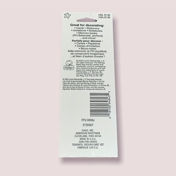 Vintage 2000 Barney Stickers Pack Rare Collectible NOS Sealed Arts & Crafts New - Picture 2 of 5